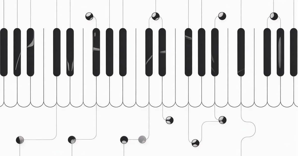 Monochromes Klaviatur-Netzwerk mit reflektierenden Tasten – B Major