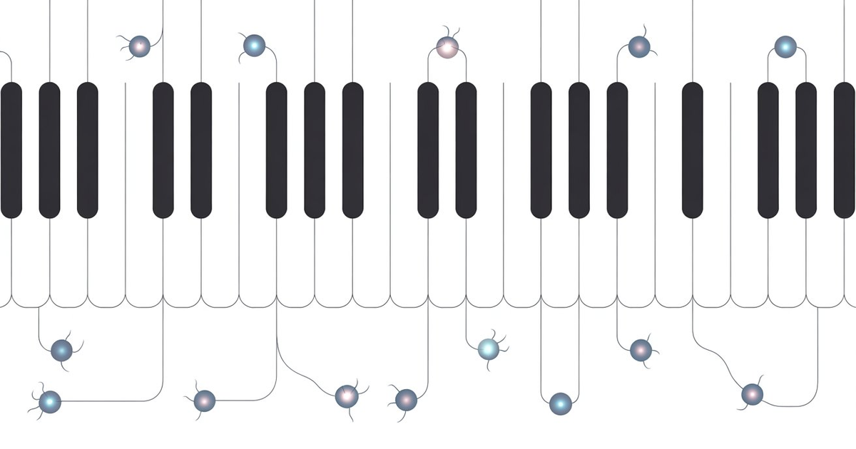 Abstrakte Klaviatur mit leuchtenden Knotenpunkten – C Major